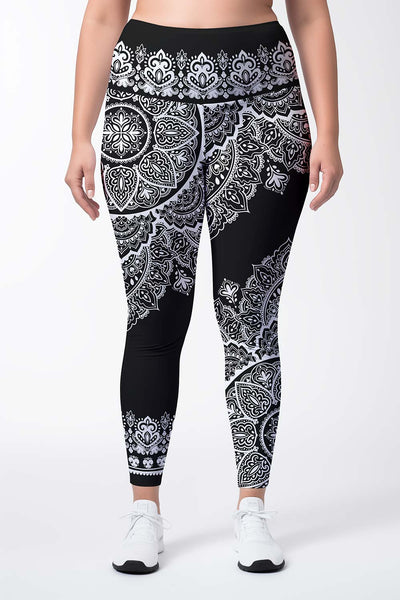 Black Nirvana Lucy White Geometric Boho Leggings Yoga Pants - Women -  Pineapple Clothing
