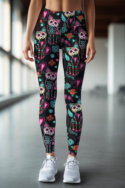 Halloween Skeleton Printed High Waisted Leggings