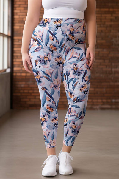 Florescence Lucy Blue Floral Printed Leggings Yoga Pants - Women -  Pineapple Clothing