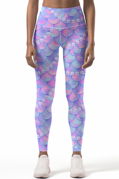 Making Waves Lucy Purple Mermaid Print Leggings Yoga Pants