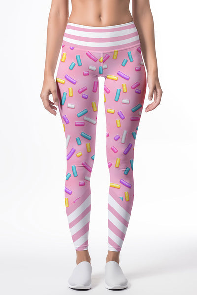 Sugar Baby Lucy Pink Candy Print Bright Leggings Yoga Pants