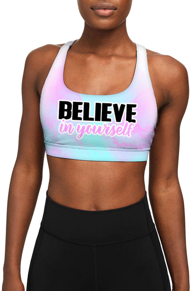 Believe in Yourself Stella Seamless Racerback Sport Yoga Bra - Women