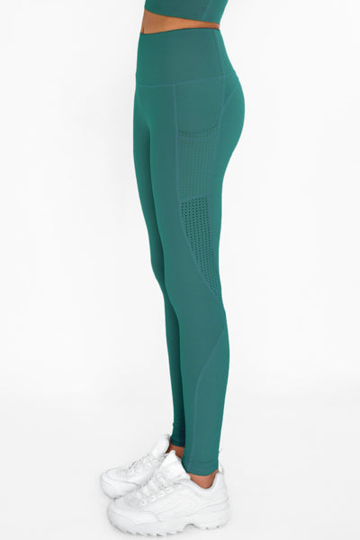 Made by Johnny Women's Peached Front Seamless Leggings with Inner Pocket  Full-Length Yoga Pants XL SMOKY_GREEN 