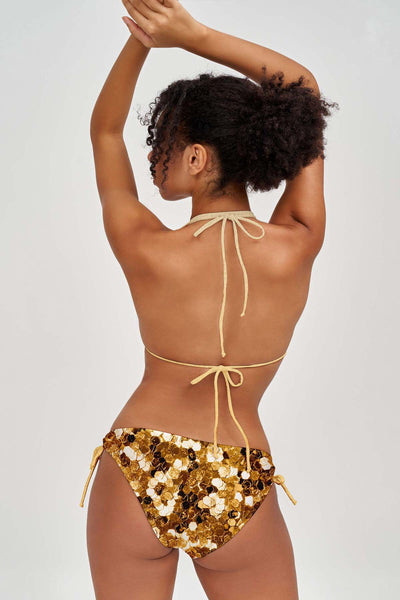 Haute Gold Sofia Glitter Loop Tie Side Hipster Bikini Bottom - Women