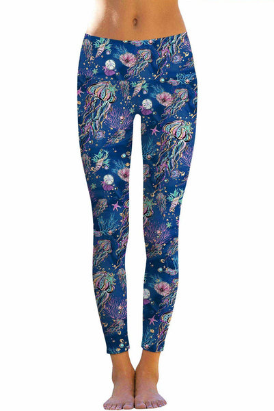 Jellyfish Leggings, Sea Creature Leggings, Printed Leggings