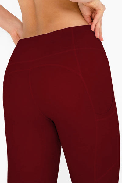 BUY 1 GET 3 FREE! Maroon Red Cassi Mesh & Pockets Workout Leggings Yoga  Pants - Women - Pineapple Clothing