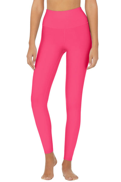 High Waisted Leggings for Women - Hot Pink Tropical Flowers Yoga Leggings -  What Devotion❓ - Coolest Online Fashion Trends