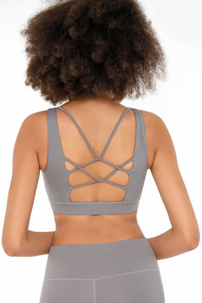 3 for $49! Dusty Pink Kelly Strappy Open-Back Padded Sports Bra