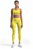 A Piece of Sun Lucy Yellow Lemon Print Leggings Yoga Pants - Women