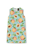 A Rich Peach Adele Green Fruity Print Cute Summer Shift Dress - Girls