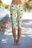 A Rich Peach Ellie Green Fruity Print Gym Yoga Capri Leggings - Women - Pineapple Clothing