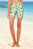 A Rich Peach Karen Green Fruity Print Summer Yoga Biker Shorts - Women - Pineapple Clothing