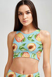 A Rich Peach Starla Green Fruity Print Crop Top Sports Bra - Women - Pineapple Clothing