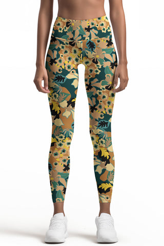 Dream Catcher Lucy White Floral Print Leggings Yoga Pants - Women