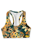 Admiration Stella Brown Floral Leaf Printed Gym Sport Yoga Bra - Women - Pineapple Clothing