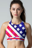 Americana Starla High Neck Padded Sporty Crop Top Sports Bra - Women