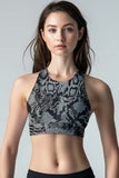 Aspire Starla Grey Snake Skin Print Padded Crop Top Sports Bra - Women