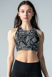 Aspire Starla Grey Snake Skin Print Padded Crop Top Sports Bra - Women