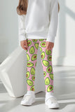 Avocardio Lucy Pink Green Cute Avocado Print Leggings - Girls