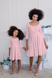 Baby Pink Blush Skater Fit & Flare Easter Party Mommy and Me Dresses