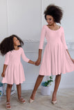 Baby Pink Blush Skater Fit & Flare Easter Party Mommy and Me Dresses