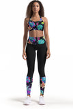 Bali Black Stella Enigmatic Floral Printed Seamless Sport Yoga Bra - Women