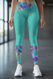 Bali Mint Lucy Floral Tropical Printed Gym Leggings Yoga Pants - Women