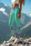 Bali Mint Lucy Floral Tropical Printed Gym Leggings Yoga Pants - Women