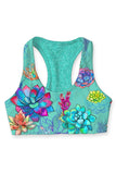 Bali Mint Stella Tropical Seamless Racerback Sport Yoga Bra - Women