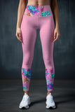 Bali Pink Lucy Floral Printed Workout Gym Leggings Yoga Pants - Women