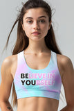 Be You Stella Pink & Mint Seamless Racerback Sport Yoga Bra - Women