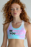 Be You Stella Pink & Mint Seamless Racerback Sport Yoga Bra - Women