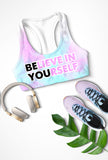 CLEARANCE! 65% off with code: VIP65 - Be You Stella Pink & Mint Seamless Racerback Sport Yoga Bra - Women - Pineapple Clothing