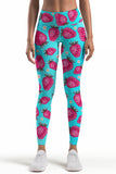 Berry Cute Lucy Blue Strawberry Print Leggings Yoga Pants - Women