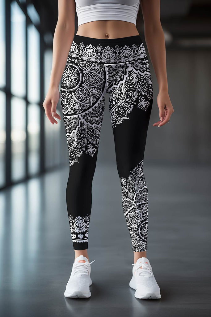 Hohoho Black Lucy Winter Printed Leggings Yoga Pants - Women