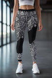 Black Nirvana Lucy White Geometric Boho Leggings Yoga Pants - Women