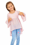 Blush Pink Stretchy Crochet Lace Ava Boho Dressy Party Tunic - Girls