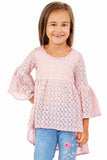 Blush Pink Stretchy Crochet Lace Ava Boho Dressy Party Tunic - Girls