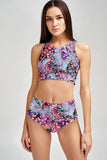 Bora Bora Cara Watercolor High-Waist Hipster Bikini Bottom - Women - Pineapple Clothing