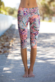 Bora Bora Ellie Watercolor Print Athletic Yoga Capri Leggings - Women - Pineapple Clothing