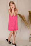 Bright Neon Pink Lace Shift Summer Dress - Girls