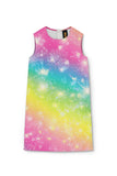 Bright Story Adele Colorful Rainbow Print Summer Shift Dress - Girls