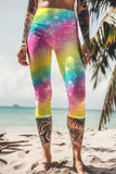 Bright Story Ellie Colorful Shimmer Print Yoga Capri Leggings - Women