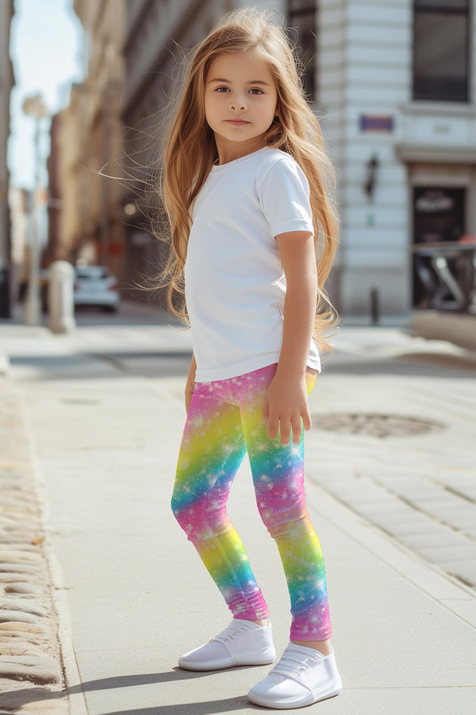 Pastel Rainbow Ombre Yoga Leggings Women, Tie Dye Gradient Kawaii Colorful  High Waisted Pants Cute Printed Workout Gym Designer Tights