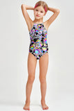 Brilliance Becky Grey Printed Full Coverage One-Piece Swimsuit - Girls - Pineapple Clothing