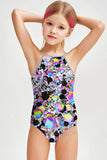Brilliance Becky Grey Printed Full Coverage One-Piece Swimsuit - Girls - Pineapple Clothing