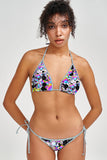 Brilliance Lara Grey Diamond Print Triangle String Bikini Top - Women - Pineapple Clothing