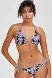 Brilliance Sara Grey Diamond Print Strappy Triangle Bikini Top - Women - Pineapple Clothing
