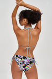 Brilliance Sofia Grey Diamond Tie Side Cheeky Bikini Bottom - Women - Pineapple Clothing