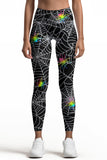 Bugs & Kisses Lucy Black Spider Print Leggings Yoga Pants - Women